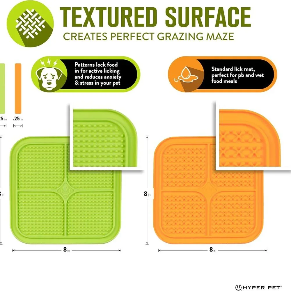 2 Pack Orange Green Pet Lick Mat Dogs Dog Cat Cats Slow Feeder Treat Puzzle New